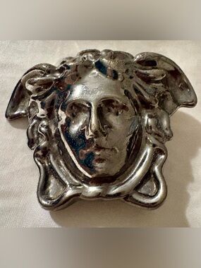 Versace Silver-Tone heavy weight Branded Hardware Accent belt buckle